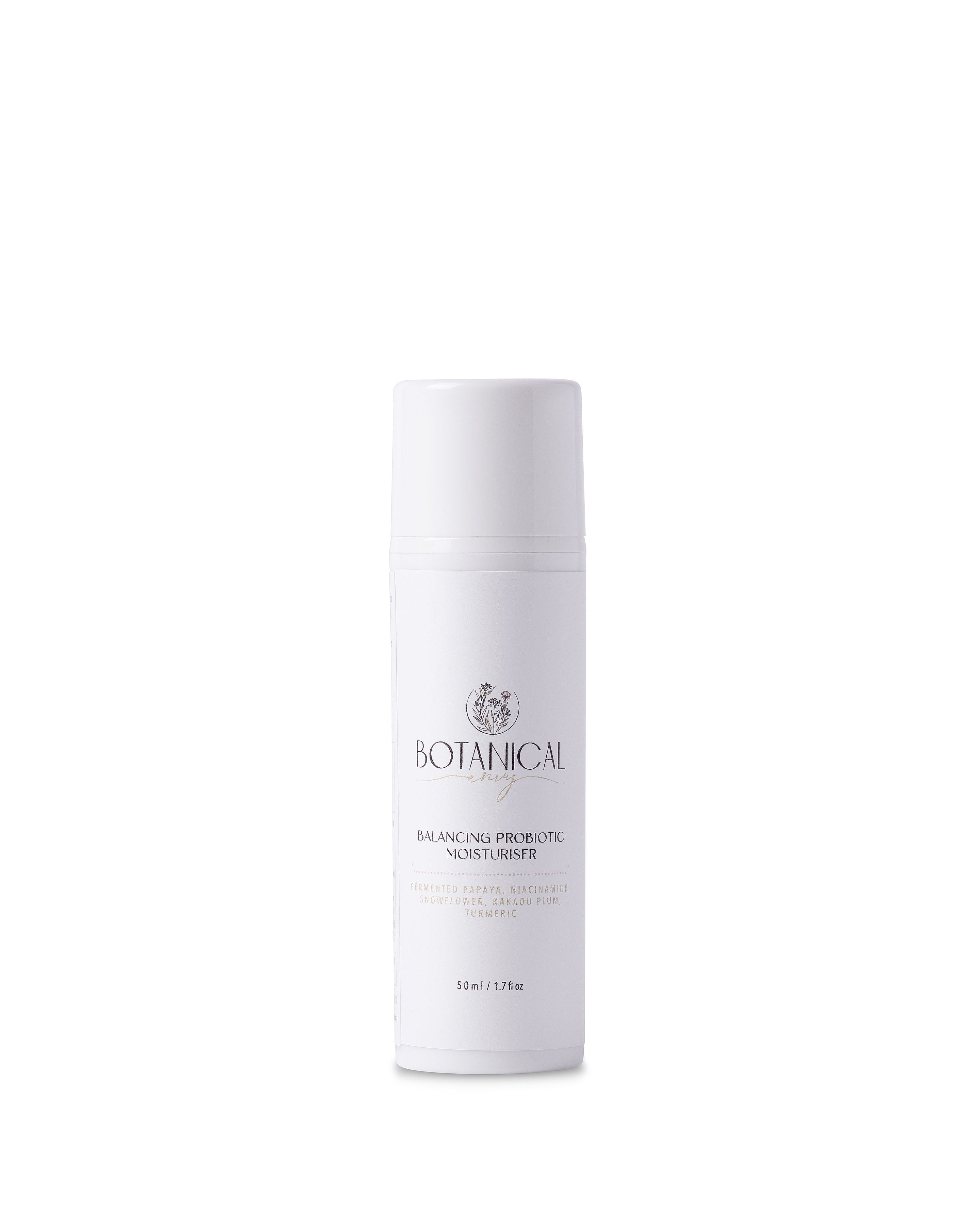 White skincare bottle labeled 'Botanical' on a white background
