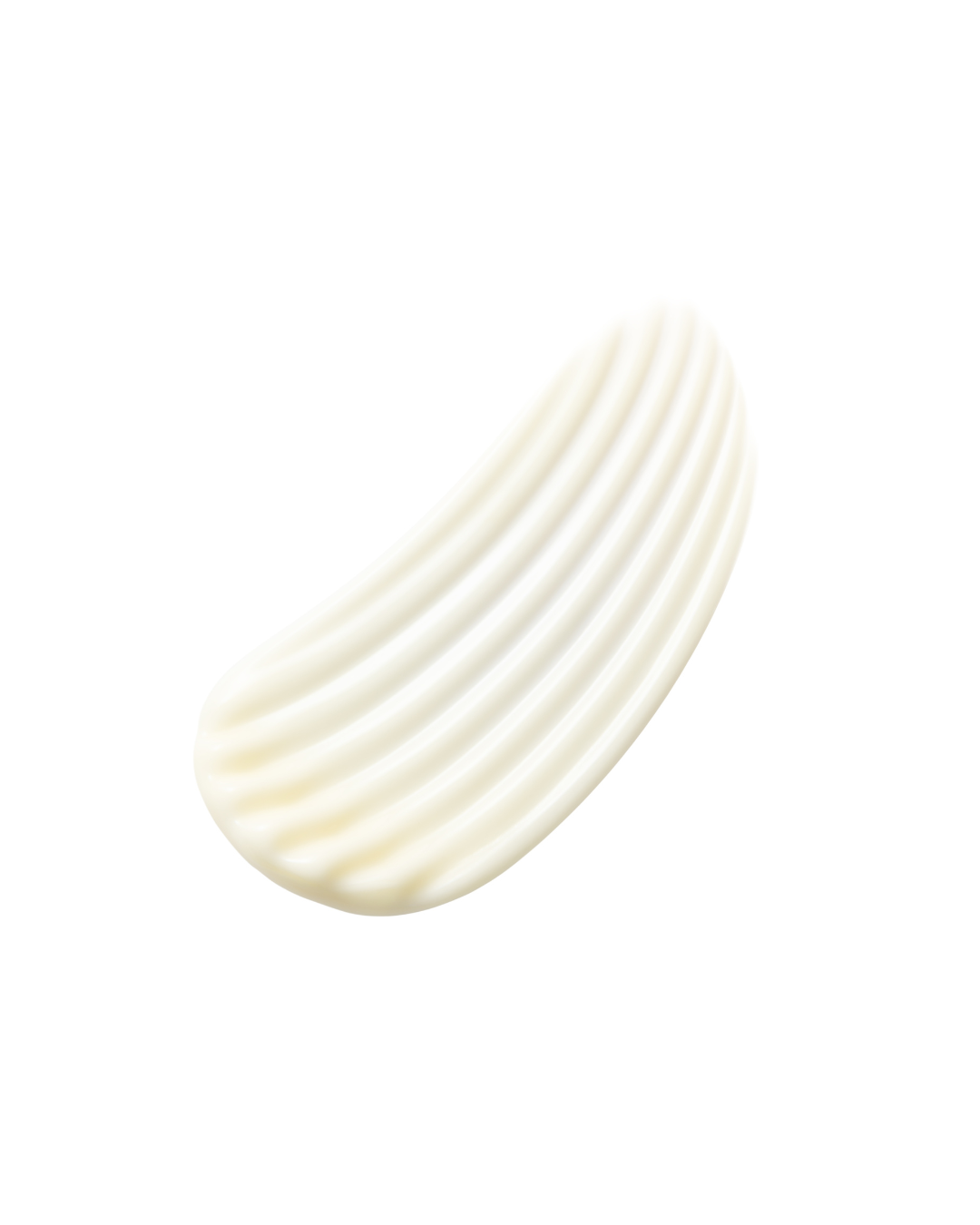 Close-up of a white cream swatch on a white background