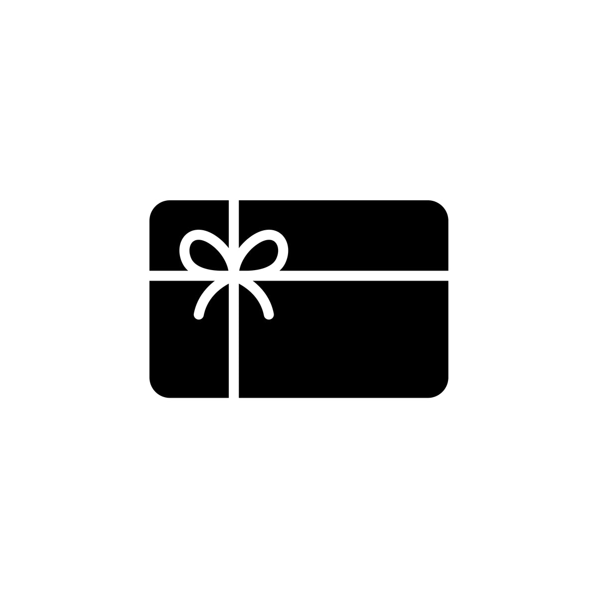 A black gift card with a white ribbon on a white background